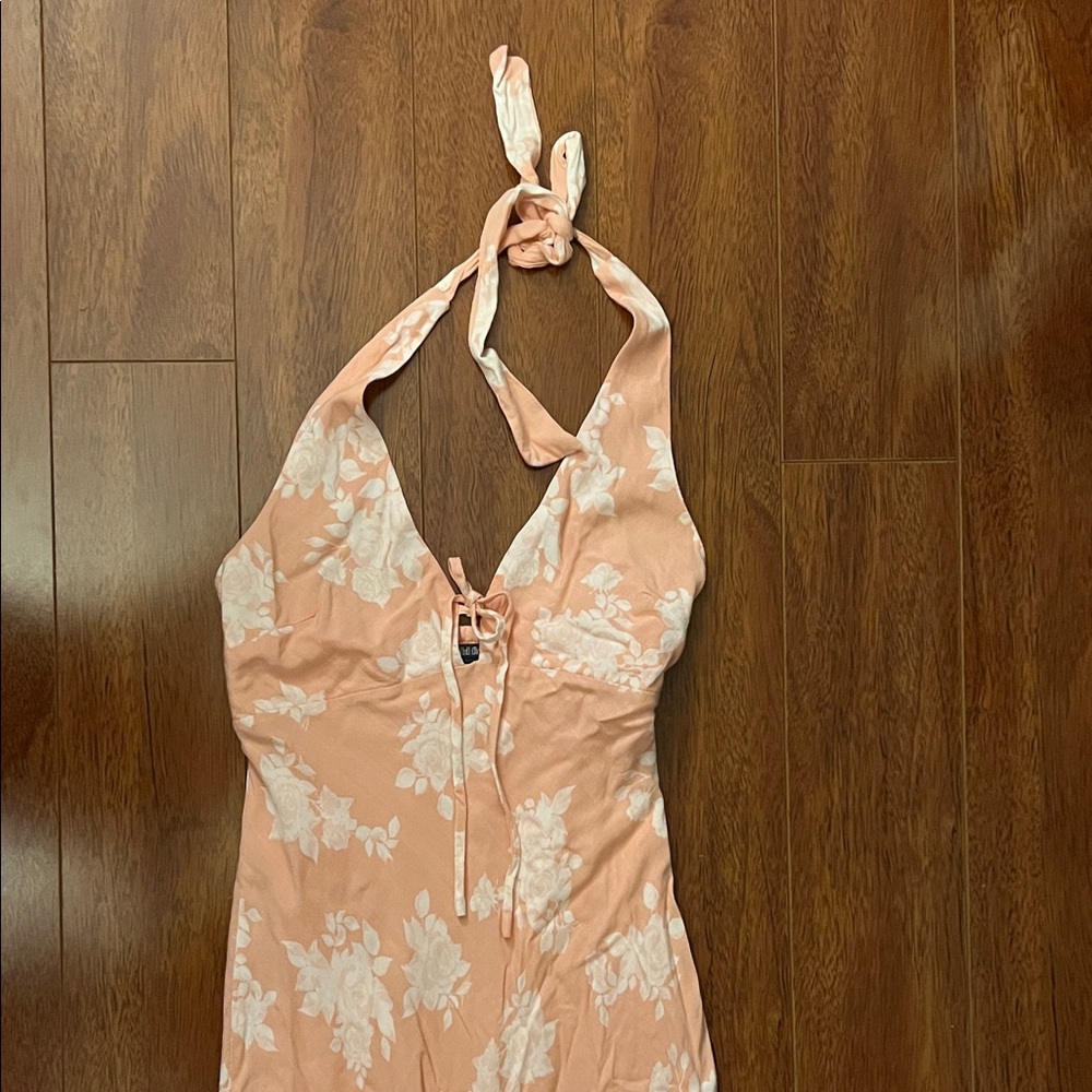 Wild Fable Peach Floral Maxi Halter Dress